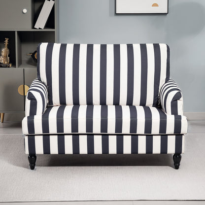 Yosefi Black And White Velvet Cuddle Accent Sofa Stripe Design