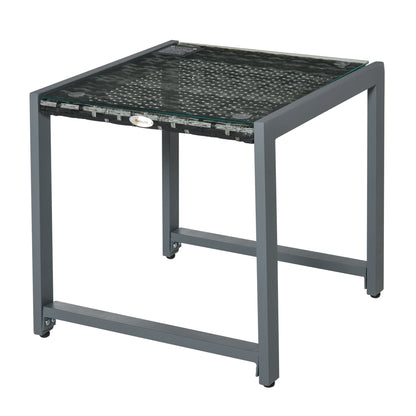 Visano Rattan Outdoor Side Table With Wicker Finish For Patio
