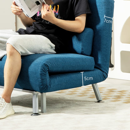 Lavili Keno Linen Look Blue Single Sleeper Chair