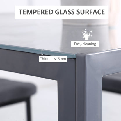Conona Metal Grey Square Glass Dining Table For 2 To 4 People