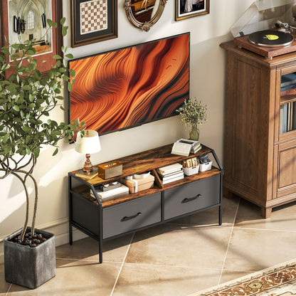 Avamira Small 98cm Black and Brown TV Stand With Foldable Drawers for TV's up to 55 Inches
