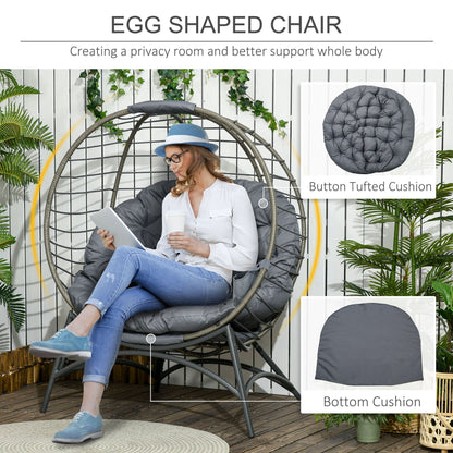 Ranido Grey Rattan Freestanding Folding Egg Chair With Bottle Holder