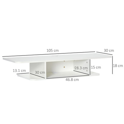 Kere Wooden White Floating TV Unit With OFauxn Shelves For Screens Up To 40 Inches