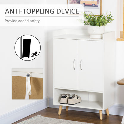 Keno Wooden White Modern Shoe Cupboard With Doors And Internal Shelving