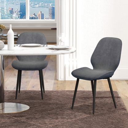 Lelori Velvet Grey Dining Chairs Set Of 2 With Metal Legs