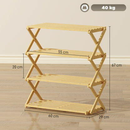Taseyo Sori Natural Bamboo 4 Tier Folding Shoe Rack