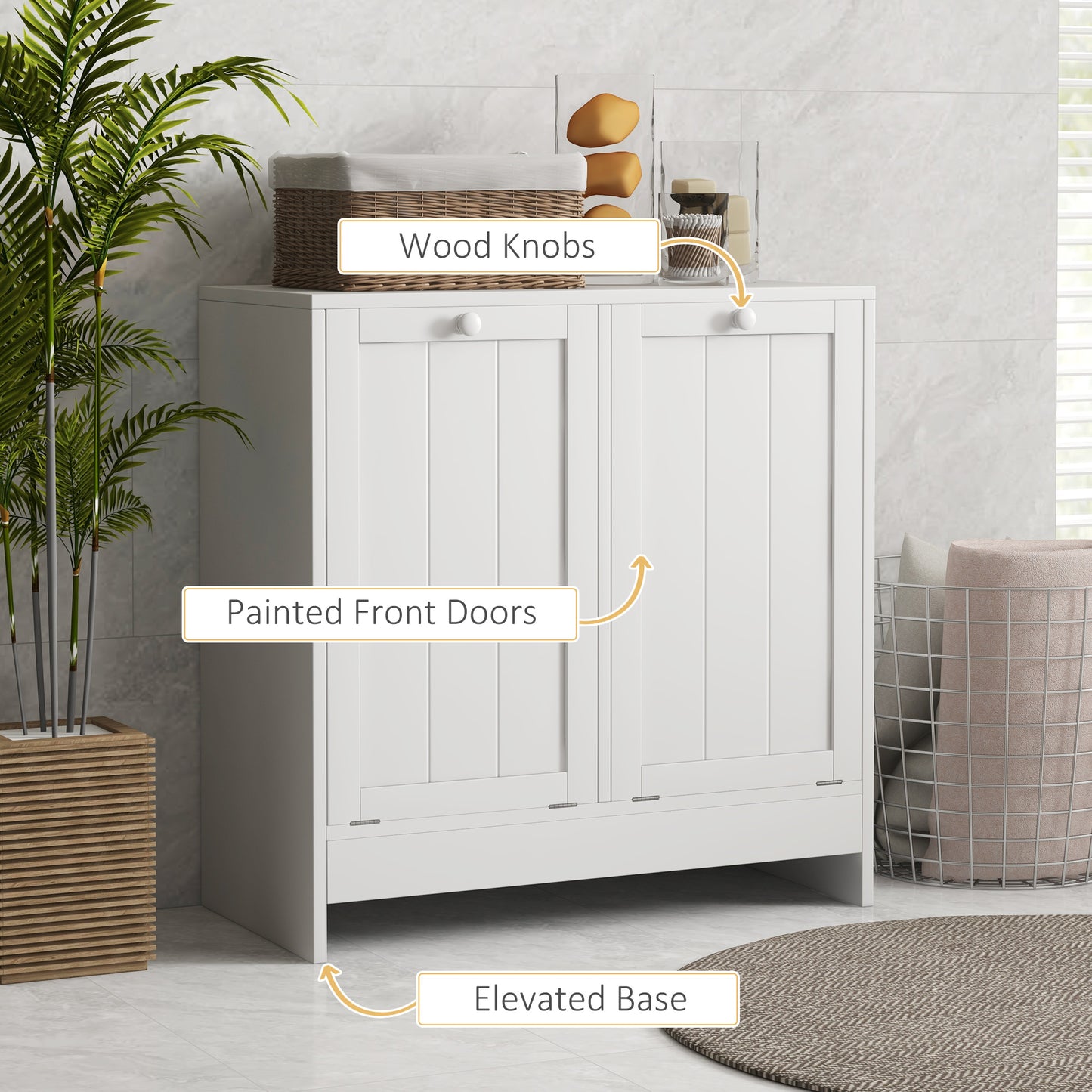 Nema White Double HamFauxr Laundry Storage Cabinet