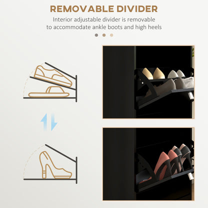Kaso Wooden Black Minimal 3 Drawer Shoe Cabinet