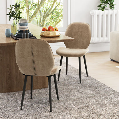 Sumaba Velvet Light Brown Dining Chairs Set Of 2 With Metal Legs