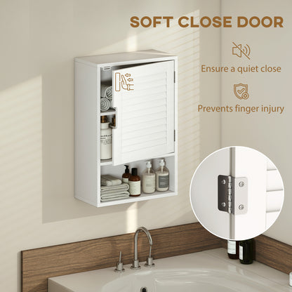 Zidi Rolette Wall Mounted Bathroom Storage Cabinet With Adjustable Shelves White 40 x 20 x 60cm