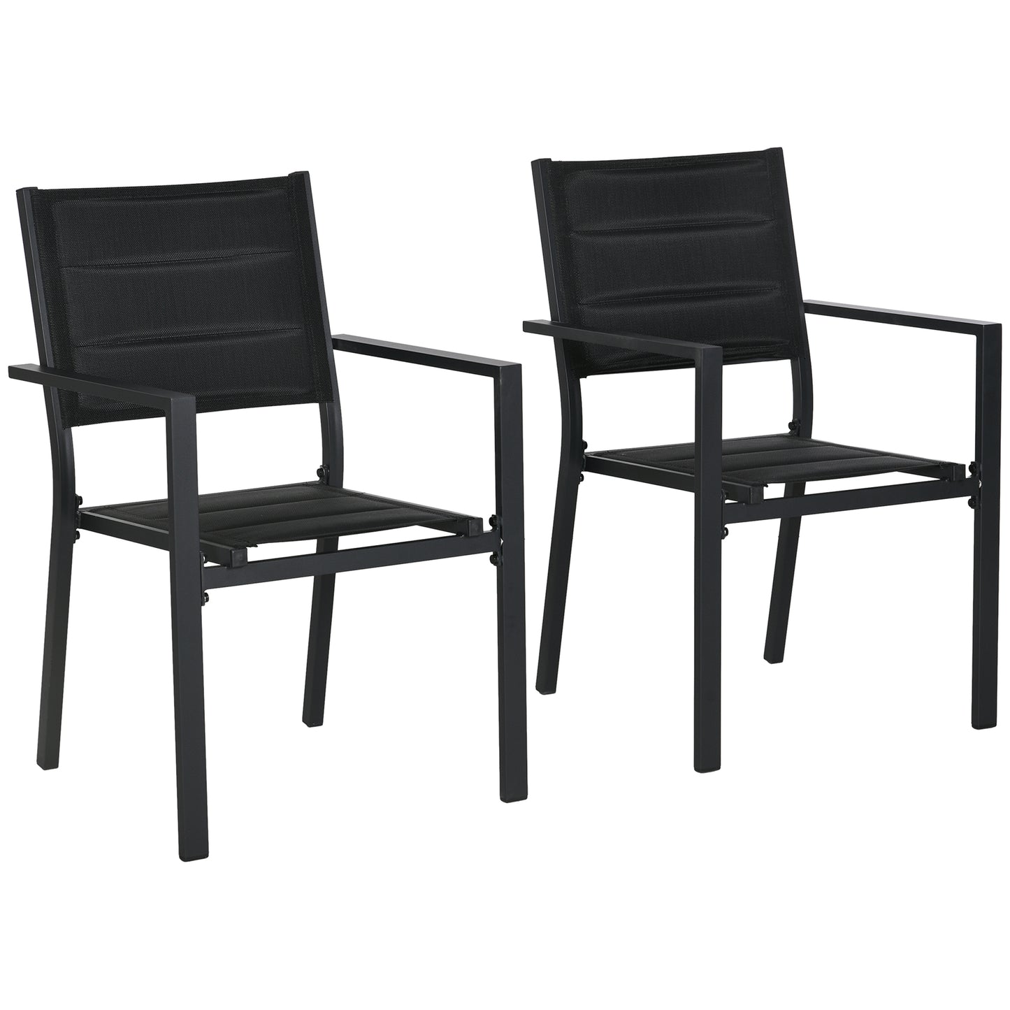 Elhatti Set Of 2 Aluminium Black Stackable Outdoor Garden Chairs