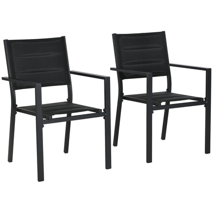 Elhatti Set Of 2 Aluminium Black Stackable Outdoor Garden Chairs