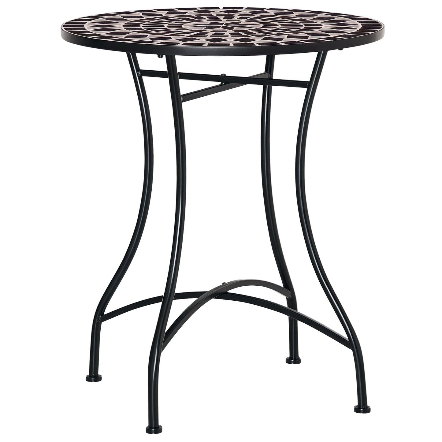 Pamone Metal Black Round Mosaic Outdoor Patio Bistro Table