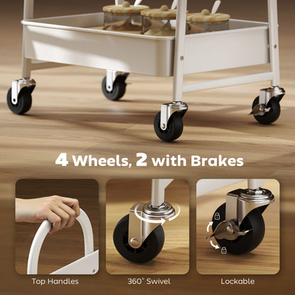 Satoro Wooden White And Oak 3 Tier Kitchen Trolley With Covered Top