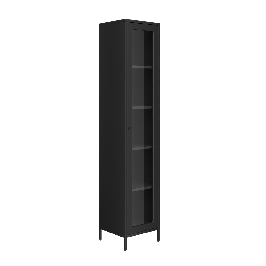 Frank Black Steel Cabinet Glass Door 4 Shelves