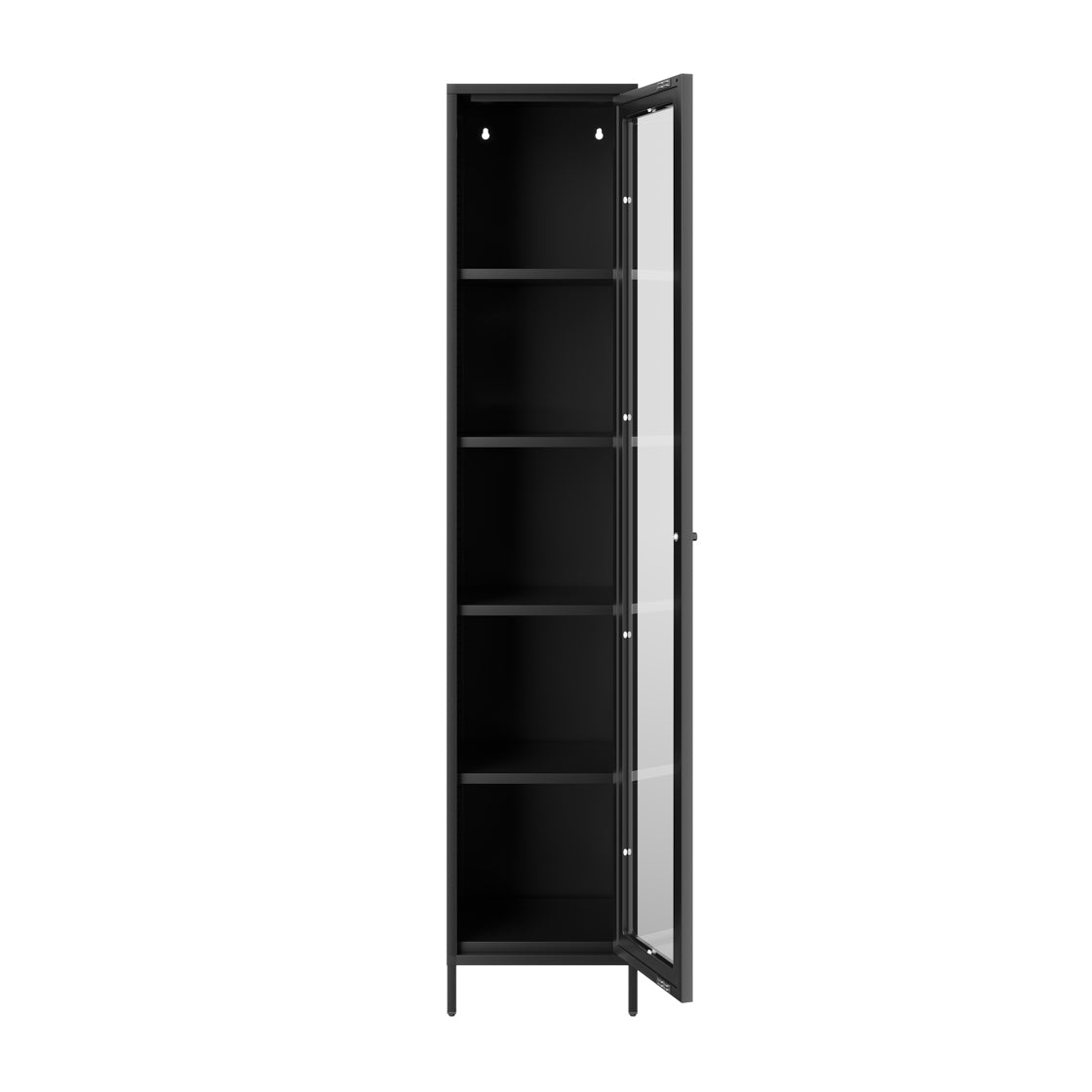 Frank Black Steel Cabinet Glass Door 4 Shelves