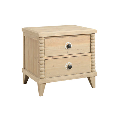 Euskadi Natural Pine Two Drawer Bedside Table