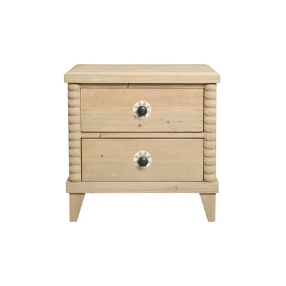 Euskadi Natural Pine Two Drawer Bedside Table