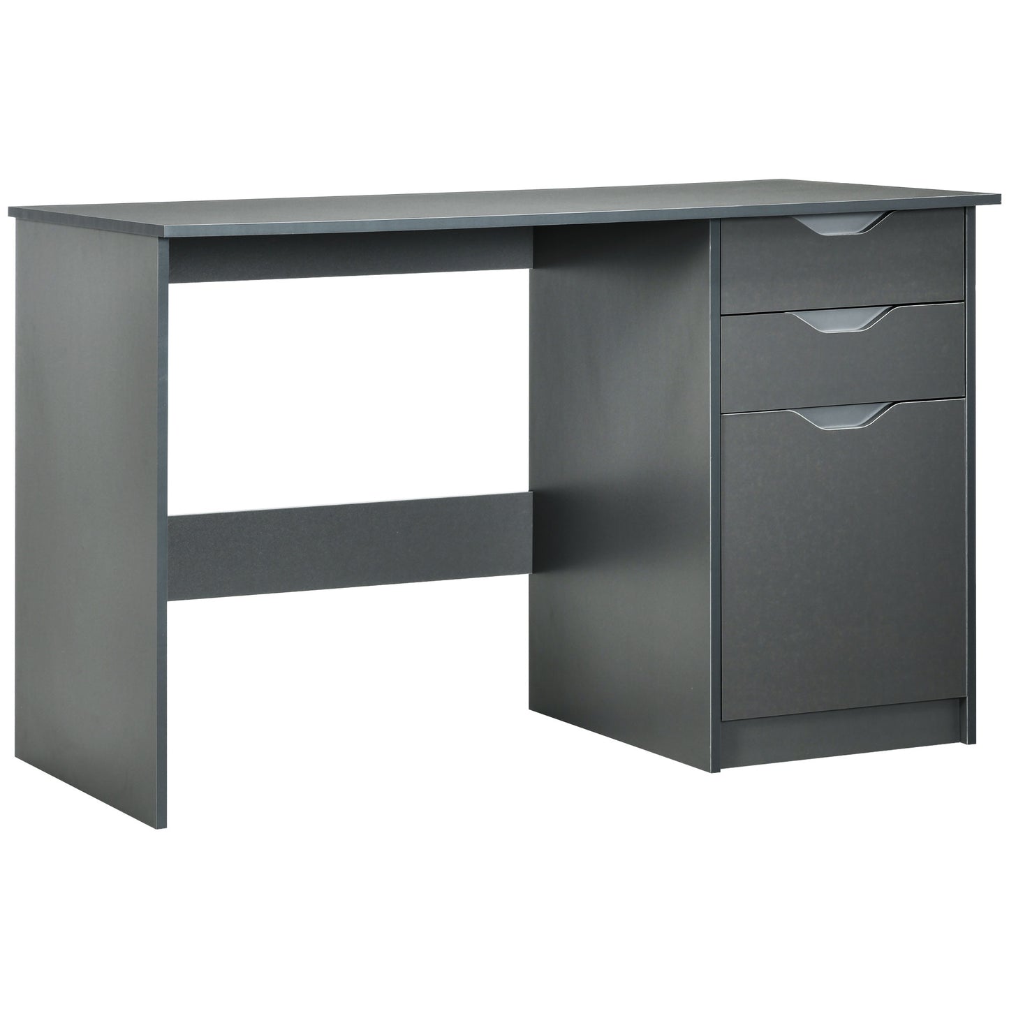 Sareco 120cm High Gloss Grey Home Office Desk With Drawers And Storage Cabinet