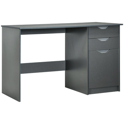 Sareco 120cm High Gloss Grey Home Office Desk With Drawers And Storage Cabinet