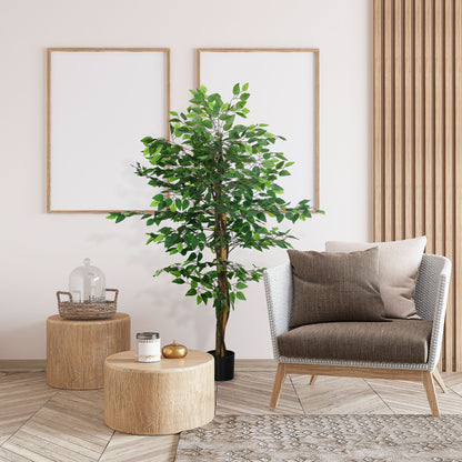 Larane Artificial Ficus Style Tree With Stabilised Pot Base In Green