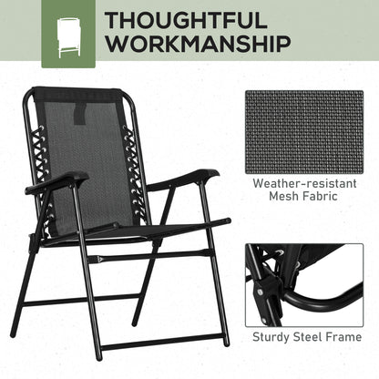 Palo Set Of 2 Metal Black Folding Outdoor Lounger Chairs With Armrests