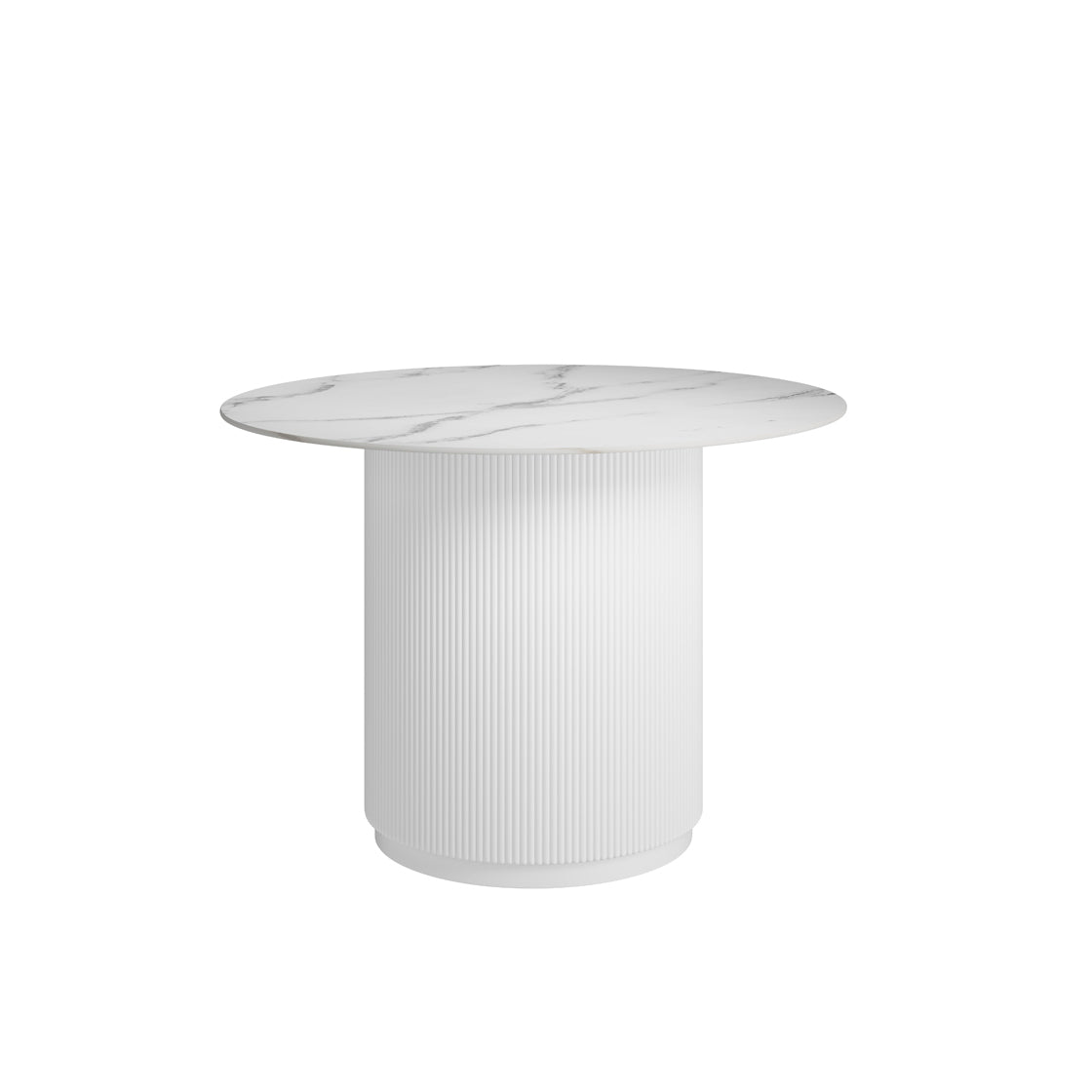 Mullingar White Stone Round Dining Table Etched Base