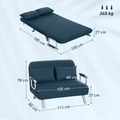 Keha Fabric Navy Blue 2 Seater Click Clack Sofa Bed