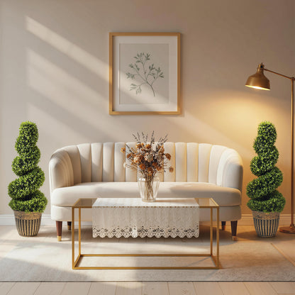Faha Set Of 2 Artificial Spiral Boxwood Topiary Trees In Pots 90cm