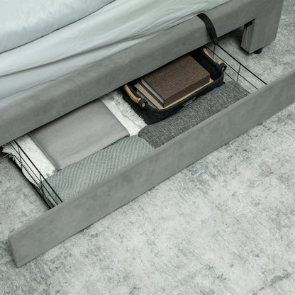 Dineno 5FT Grey King Size Ottoman Bed Frame With Built In Front Divan Storage Drawer