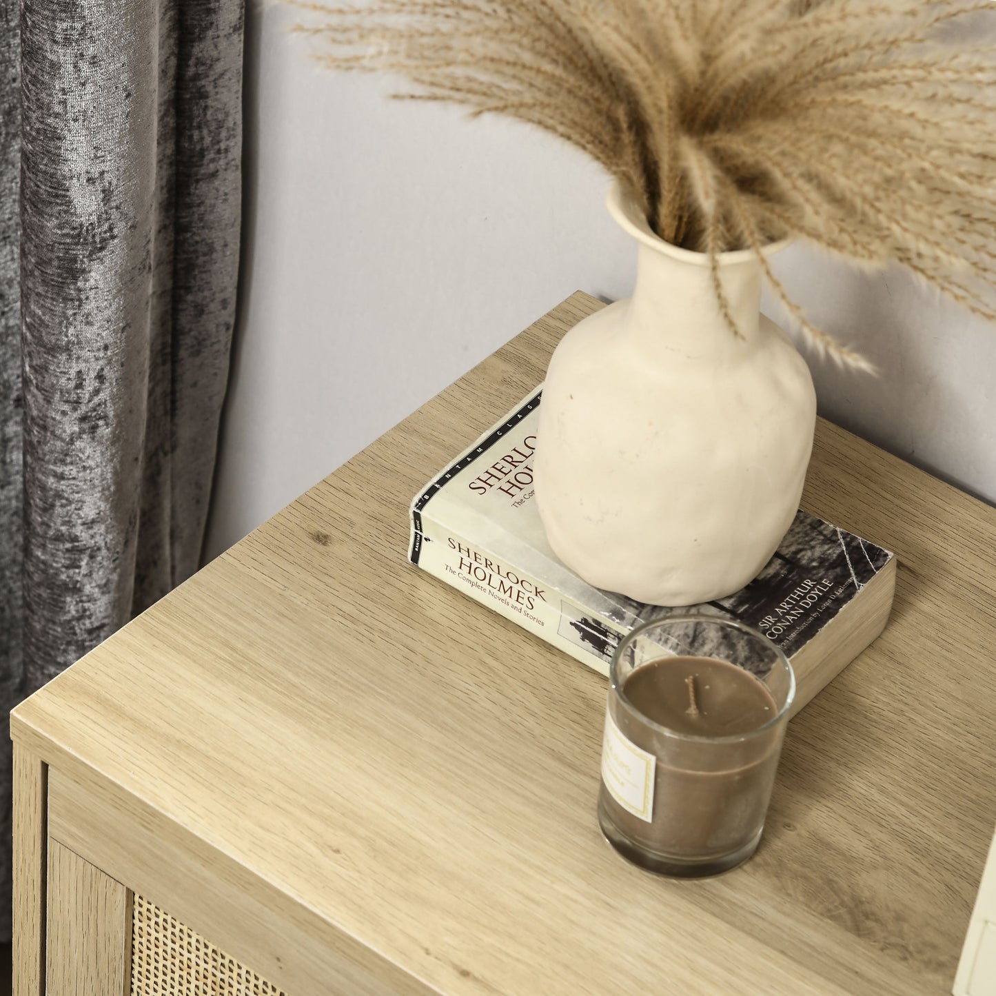 Reredito Wooden Wood Effect 4 Drawer Chest With Rattan Panels