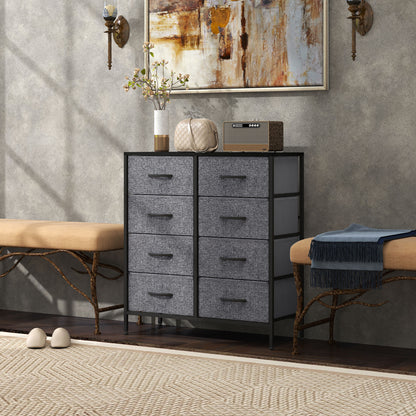 Sarofi Metal And Fabric Black 8 Drawer Industrial Storage Dresser With Steel Frame