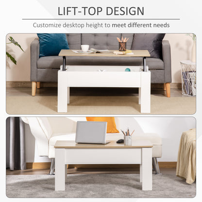 Lirifi Nono Wooden Neutral Finish Lift Top Coffee Table With Hidden Storage