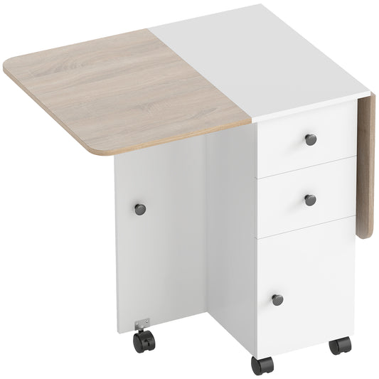 Naba Dodi Wooden Oak And White Drop Leaf Dining Table With Integrated Storage Seating 6