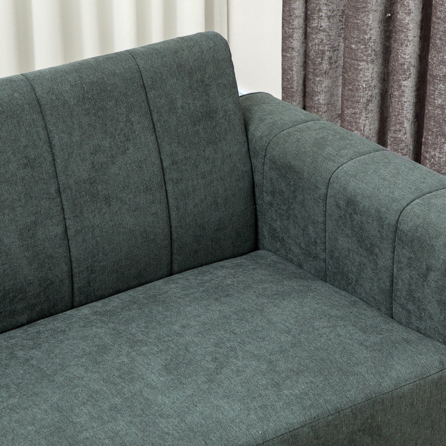Yokesa Dark Grey Upholstered 3 Seater Panel Tufted Sofa