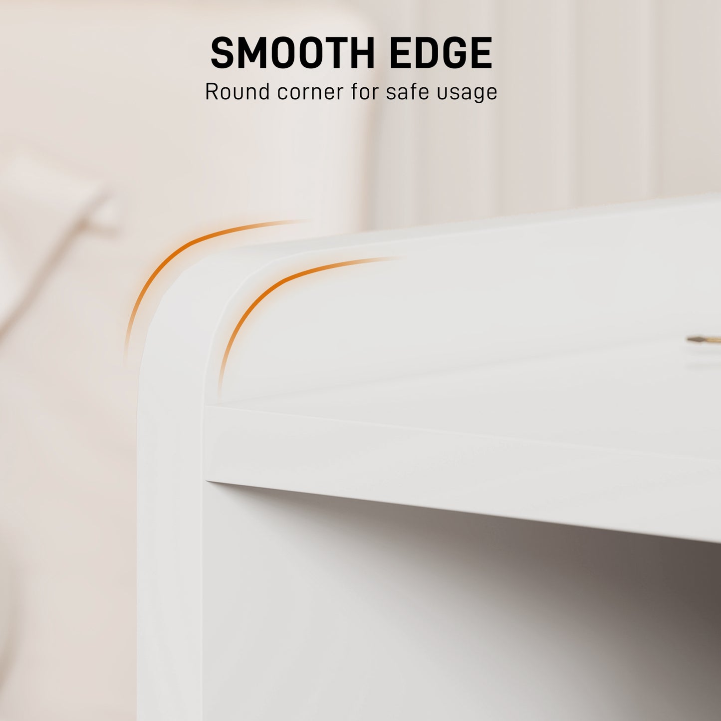Sora Nico High Gloss White Bedside Table With 2 Drawers And Shelves