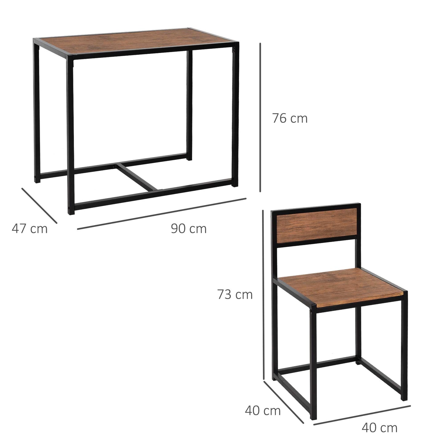 Lottopa Metal And Wooden Natural Compact Dining Table And Chair Set For Small Kitchens