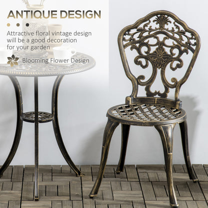 Bava Cast Aluminium Bronze 3 Piece Garden Bistro Set With Parasol Hole Round Table