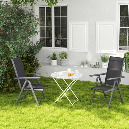 Disusu Set Of 2 Aluminium Dark Grey Folding Garden Dining Chairs With Breathable Mesh