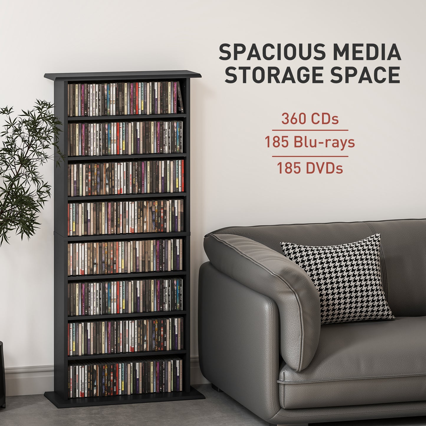 Kael Cori Wood Black CD Storage Unit With 360 Disc Capacity