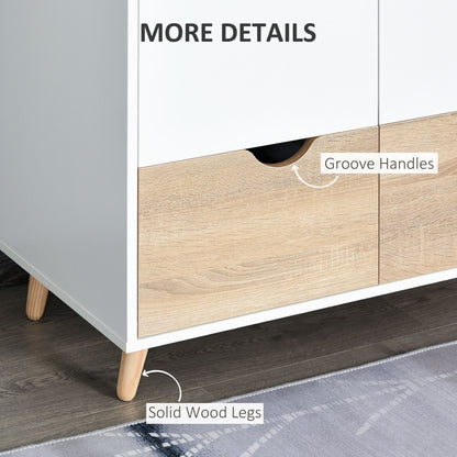 Demiden Natural Wood And White Bedroom Furniture Set With Wardrobe Bedside Table And Storage Unit