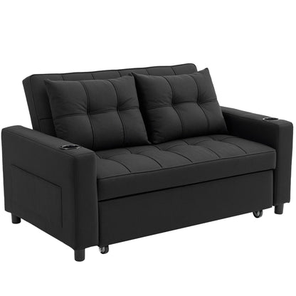 Kanovi Fabric Black 2 Seater Pull Out Sofa Bed