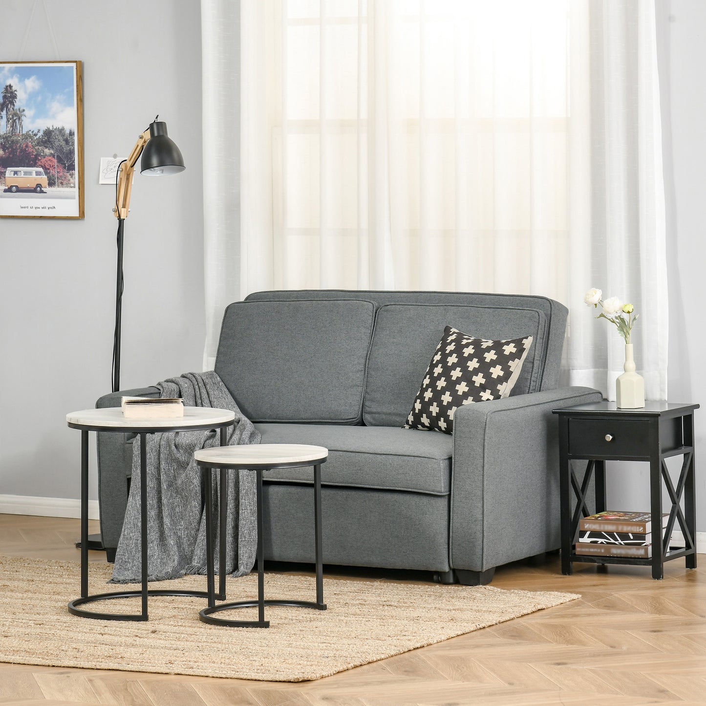 Zivi Fita Fabric Grey Double Click Clack Sofa Bed With Adjustable Backrest