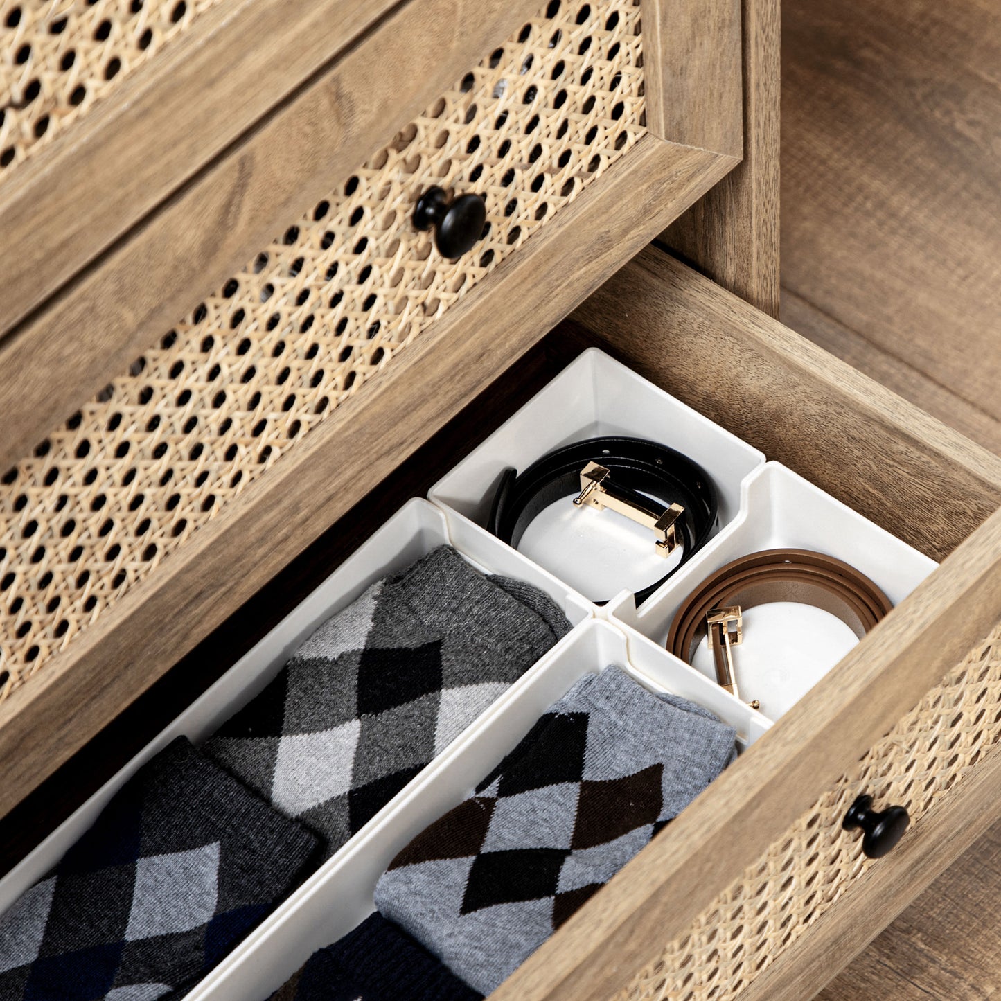 Mohetak Wood and Rattan 4 Drawer Storage Chest
