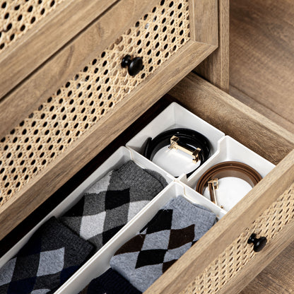 Mohetak Wood and Rattan 4 Drawer Storage Chest