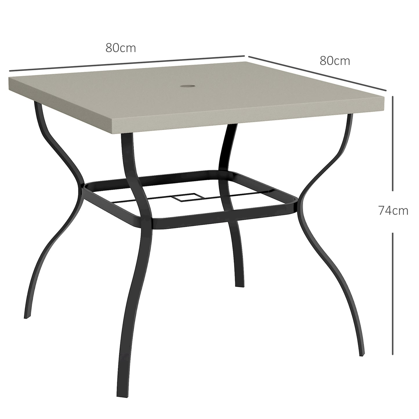 Coel Steel Grey And Black 4 Seater Garden Table With Parasol Hole