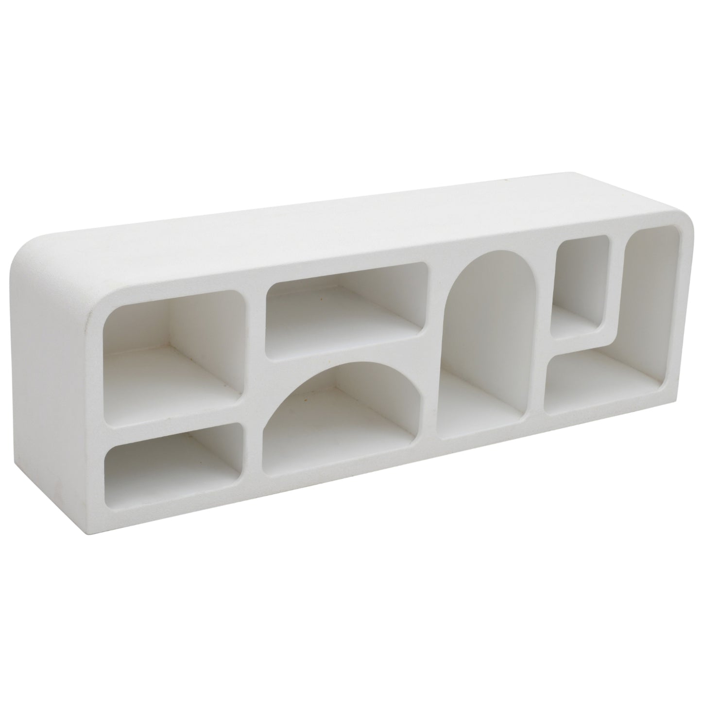 Large White Abstract TV Display Unit with Open Storage