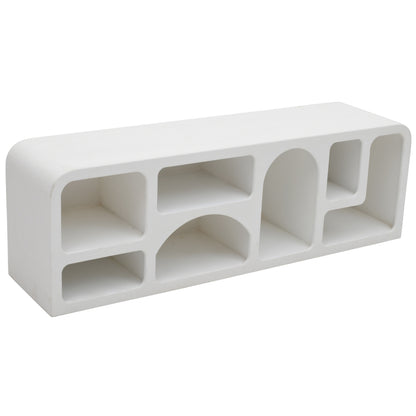 Large White Abstract TV Display Unit with Open Storage