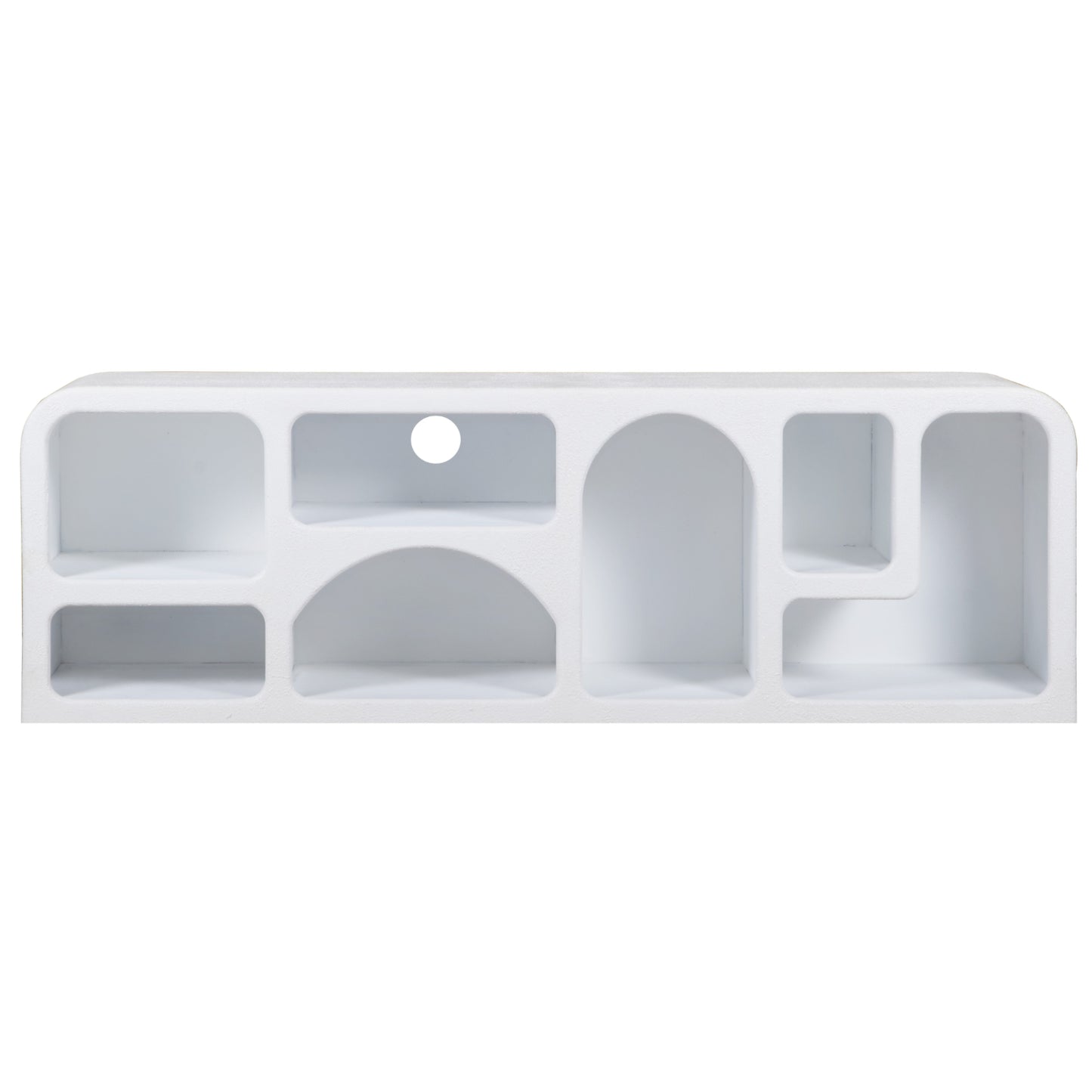 Large White Abstract TV Display Unit with Open Storage