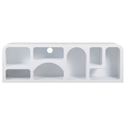 Large White Abstract TV Display Unit with Open Storage